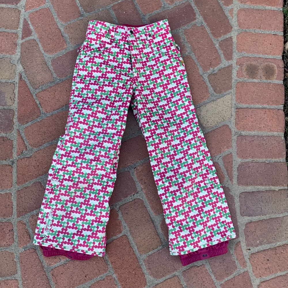 Burton Girls L ski pant pink green dot